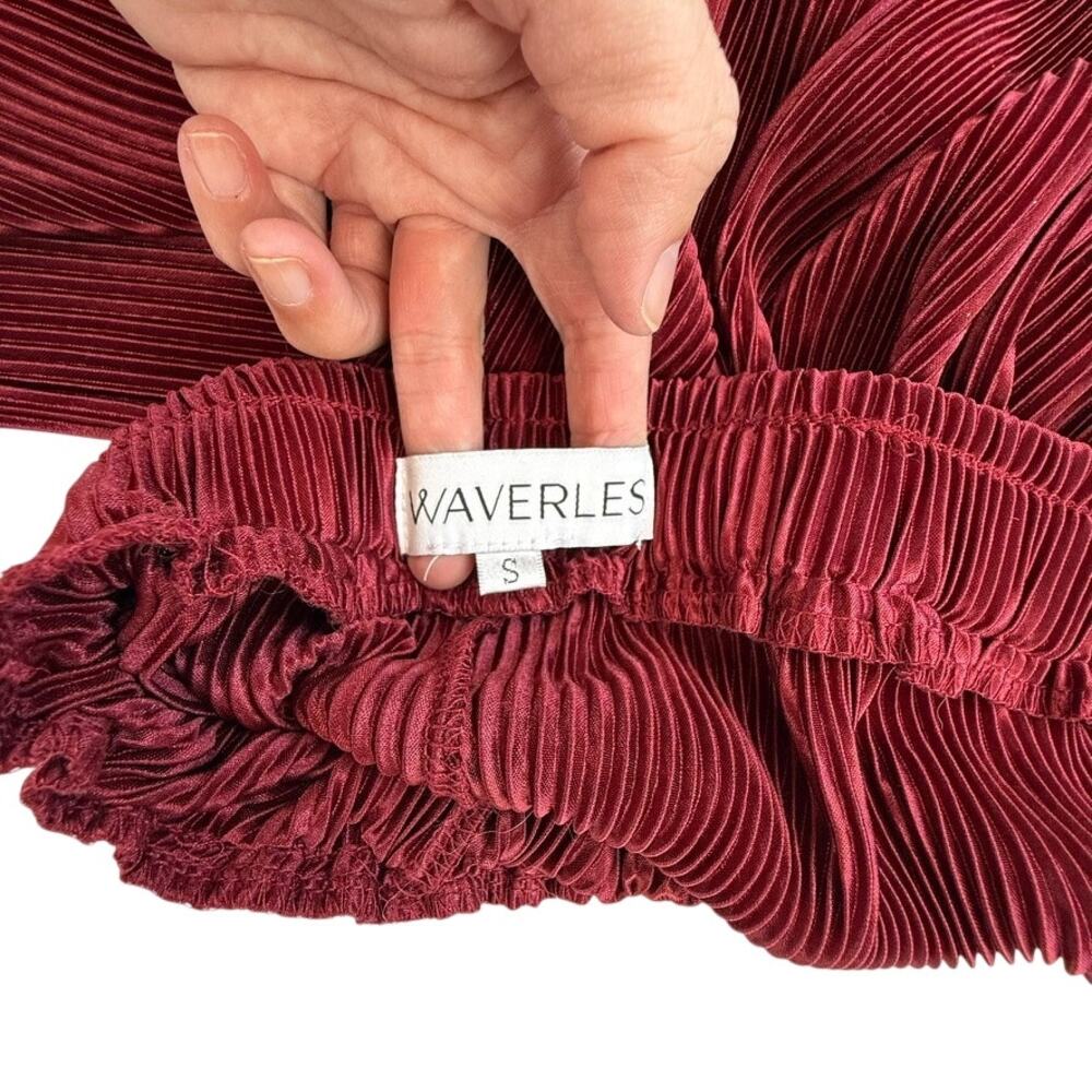 Waverles Pleated 2 Piece Set Burgundy Button Shirt Pants S Resort Lounge - Picture 11 of 16